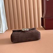 Gucci GG Marmont Mini Shoulder Bag In Brown Suede ‎- 16.5x9.5x4.5cm - 3