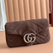 Gucci GG Marmont Mini Shoulder Bag In Brown Suede ‎- 16.5x9.5x4.5cm - 2