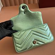 Gucci GG Marmont Mini Shoulder Bag In Metalic Green Leather ‎- 16.5x9.5x4.5cm - 2