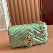 Gucci GG Marmont Mini Shoulder Bag In Metalic Green Leather ‎- 16.5x9.5x4.5cm - 3