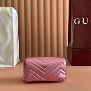 Gucci GG Marmont Mini Shoulder Bag In Metalic Pink Leather ‎- 16.5x9.5x4.5cm - 2