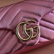 Gucci GG Marmont Mini Shoulder Bag In Metalic Pink Leather ‎- 16.5x9.5x4.5cm - 3