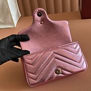 Gucci GG Marmont Mini Shoulder Bag In Metalic Pink Leather ‎- 16.5x9.5x4.5cm - 4
