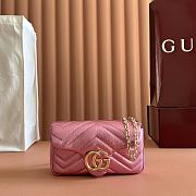Gucci GG Marmont Mini Shoulder Bag In Metalic Pink Leather ‎- 16.5x9.5x4.5cm - 5