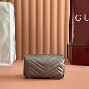 Gucci GG Marmont Mini Shoulder Bag In Metalic Gray Leather ‎- 16.5x9.5x4.5cm - 6