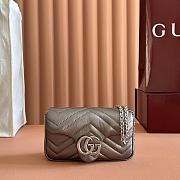 Gucci GG Marmont Mini Shoulder Bag In Metalic Gray Leather ‎- 16.5x9.5x4.5cm - 5