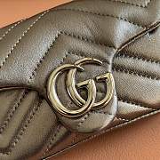 Gucci GG Marmont Mini Shoulder Bag In Metalic Gray Leather ‎- 16.5x9.5x4.5cm - 3