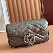 Gucci GG Marmont Mini Shoulder Bag In Metalic Gray Leather ‎- 16.5x9.5x4.5cm - 2