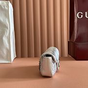 Gucci GG Marmont Mini Shoulder Bag In Metalic Silver Leather ‎- 16.5x9.5x4.5cm - 4