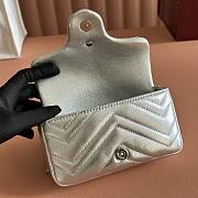 Gucci GG Marmont Mini Shoulder Bag In Metalic Silver Leather ‎- 16.5x9.5x4.5cm - 3