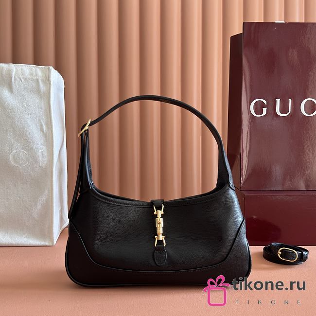 Gucci Jackie Slim Medium Shoulder Bag Black Leather 863137 - 28x16x3.5cm - 1