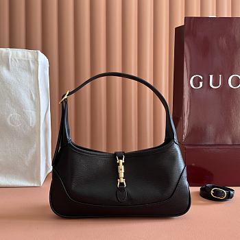 Gucci Jackie Slim Medium Shoulder Bag Black Leather 863137 - 28x16x3.5cm