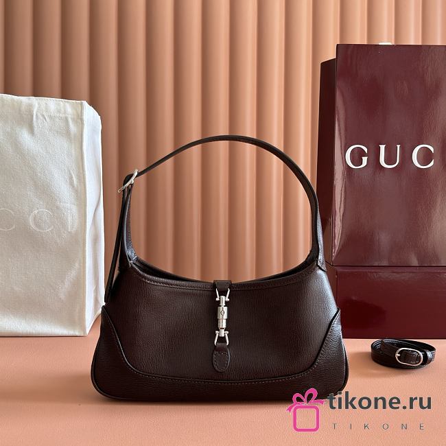 Gucci Jackie Slim Medium Shoulder Bag Dark Brown Leather 863137 - 28x16x3.5cm - 1