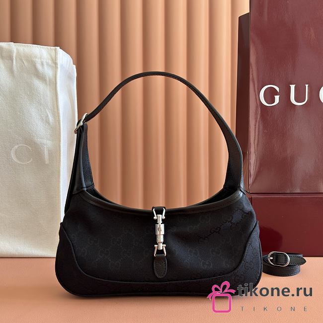Gucci Jackie Slim Medium Shoulder Bag Black GG Canvas 863137 - 28x16x3.5cm - 1