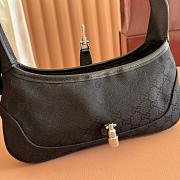 Gucci Jackie Slim Medium Shoulder Bag Black GG Canvas 863137 - 28x16x3.5cm - 3