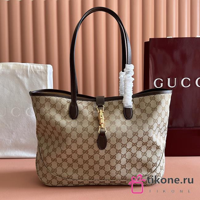 Gucci Jackie Medium Tote Bag ‎Sand and Brown GG Canvas 867015 - 45x28x12cm - 1