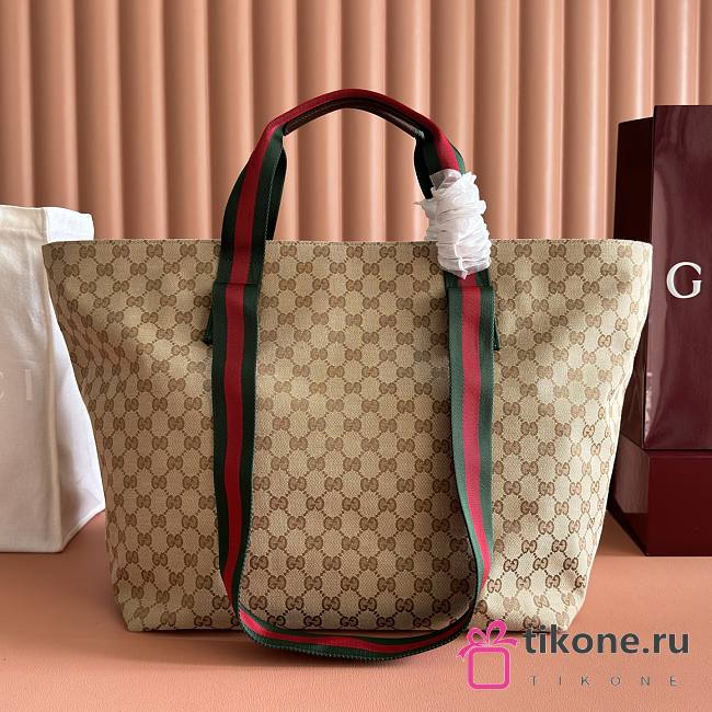 Gucci GG Medium Tote Bag Sand And Dark Brown GG Canvas 875929 - 36x35x21.5cm - 1