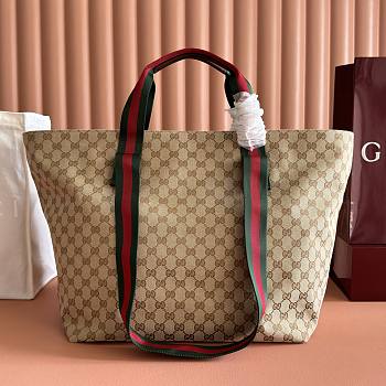 Gucci GG Medium Tote Bag Sand And Dark Brown GG Canvas 875929 - 36x35x21.5cm
