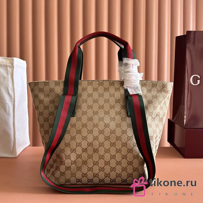 Gucci GG Small Tote Bag Sand And Dark Brown GG Canvas ‎875941- 28.5x27x18cm - 1