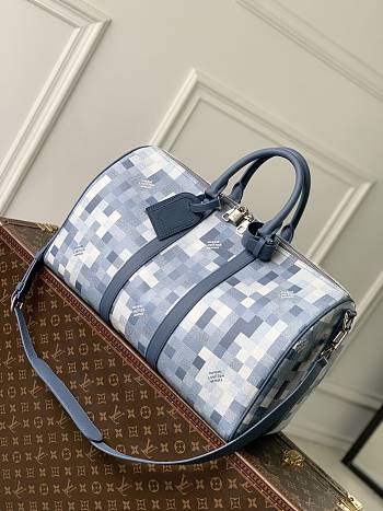 LV Keepall Bandouliere 45 Damoflage Canvas Denim Blue M29601 - 45x27x20cm