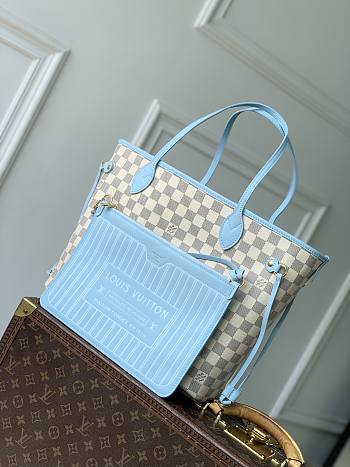 LV Neverfull Inside Out MM Damier Azur/Olympus Blue/White N40946 - 47x28x14cm