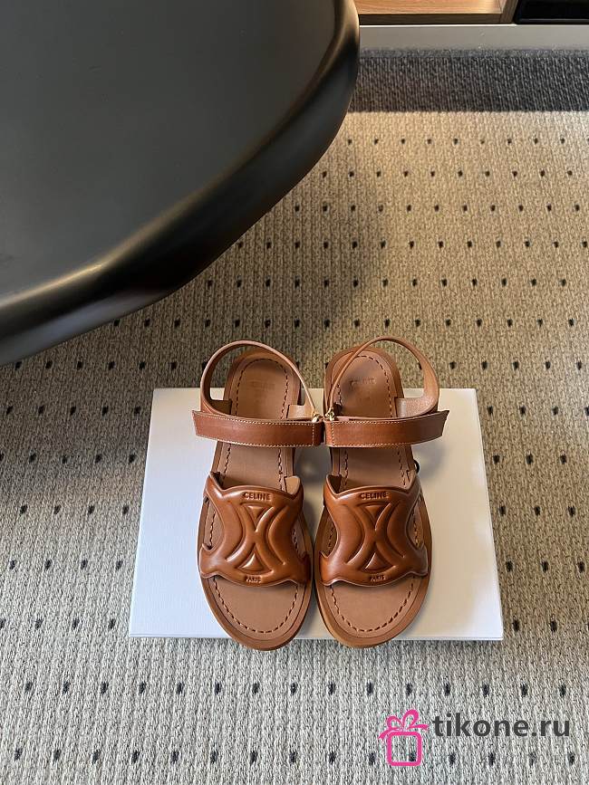 Celine Sunny Sandal In Calfskin Vegetal Tanning Brown 60mm - 1