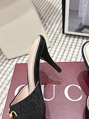Gucci Women's Slide Sandal With Horsebit Black GG Canvas 8.5cm - 6
