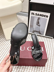Gucci Women's Slide Sandal With Horsebit Black GG Crystal Mesh 8.5cm - 6