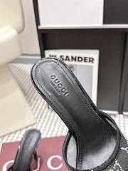 Gucci Women's Slide Sandal With Horsebit Black GG Crystal Mesh 8.5cm - 5