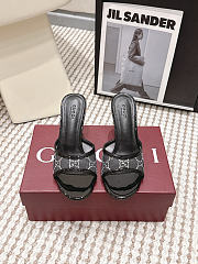 Gucci Women's Slide Sandal With Horsebit Black GG Crystal Mesh 8.5cm - 2