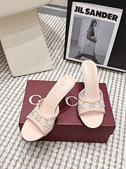 Gucci Women's Slide Sandal With Horsebit Light Pink Beige GG Crystal Mesh 8.5cm - 3