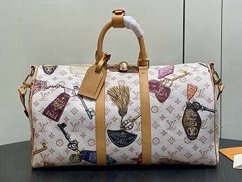 LV Keepall Bandouliere 45 Monogram Dune Linen and Canvas Getaway M28780 - 45x27x20cm