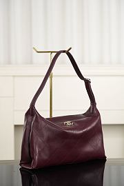 Chanel Maxi Hobo Bag Shiny Lambskin & Gold-Tone Metal Dark Burgundy - 36.5x21x9.5cm - 5