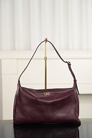 Chanel Maxi Hobo Bag Shiny Lambskin & Gold-Tone Metal Dark Burgundy - 36.5x21x9.5cm - 4