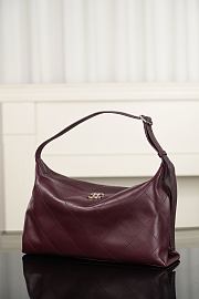 Chanel Maxi Hobo Bag Shiny Lambskin & Gold-Tone Metal Dark Burgundy - 36.5x21x9.5cm - 2