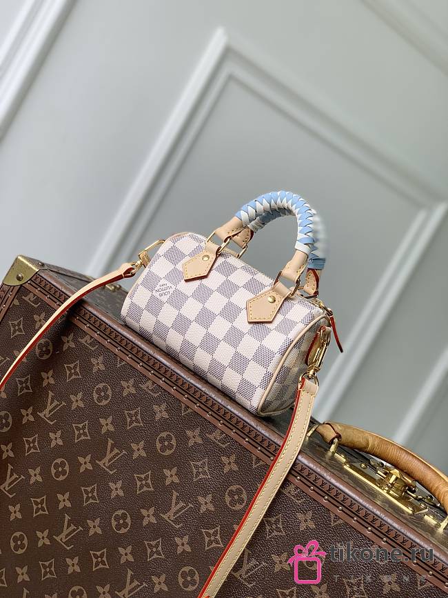 LV Nano Speedy Damier Azur/Olympus Blue/White N40918 - 16x10x7.5cm - 1
