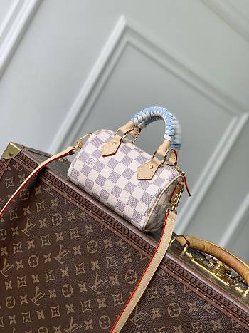 LV Nano Speedy Damier Azur/Olympus Blue/White N40918 - 16x10x7.5cm
