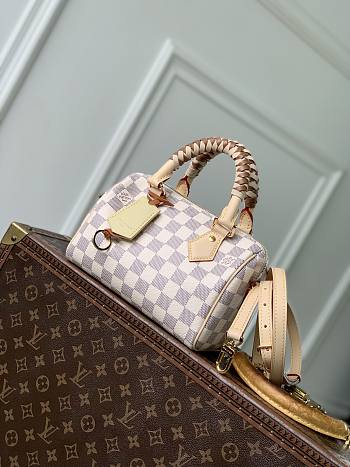 LV Speedy Bandouliere 20 Damier Azur/Olympus Blue/White N40950 - 20.5x13.5x12cm