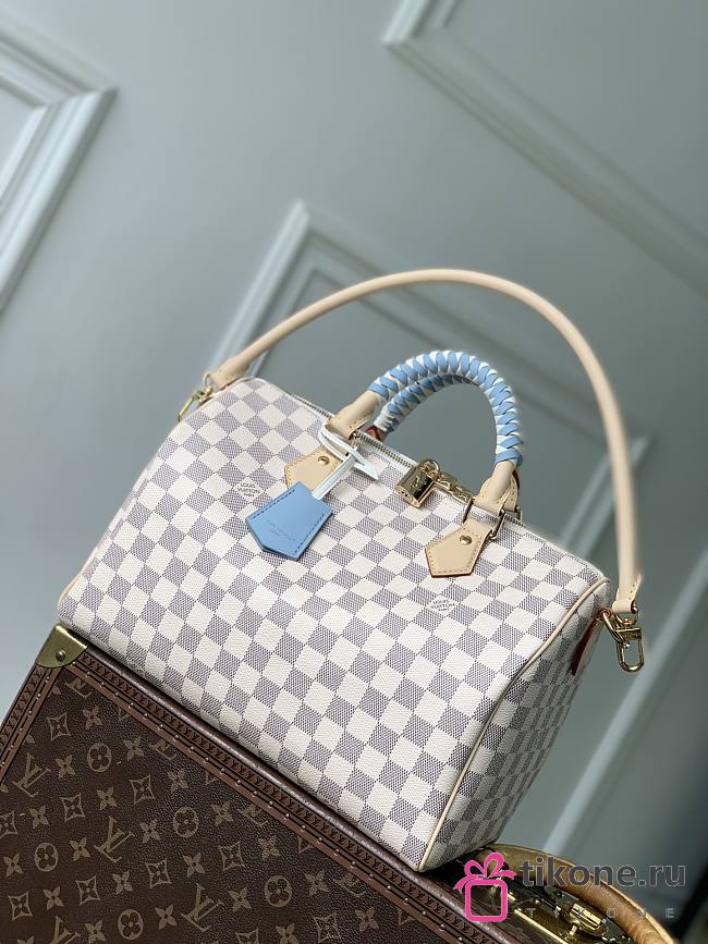LV Speedy 30 Soft Damier Azur/Olympus Blue/White N40908 - 30x21x17cm - 1