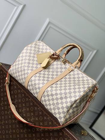 LV Keepall Bandouliere 45 Damier Azur/Olympus Blue/White N40909 - 45x27x20cm