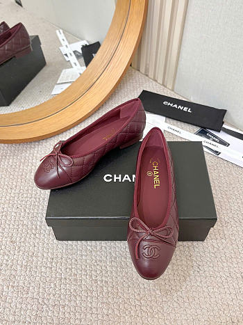 Chanel Ballet Flats Lambskin Dark Burgundy G26250