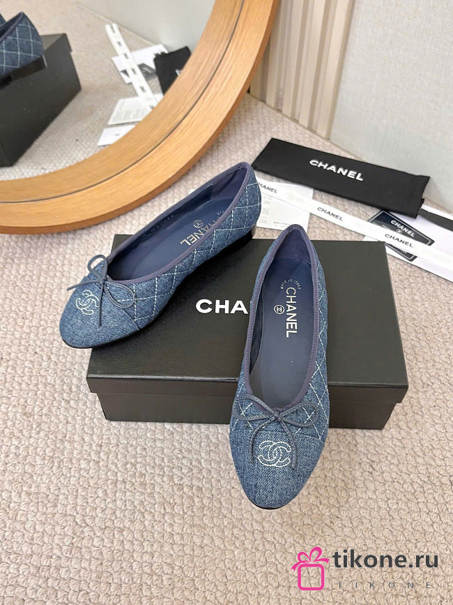 Chanel Ballet Flats Washed Denim Blue G26250 - 1