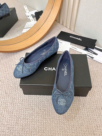 Chanel Ballet Flats Washed Denim Blue G26250
