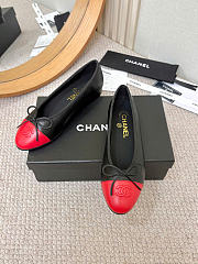 Chanel Ballet Flats Lambskin Red & Black - 1