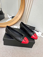 Chanel Ballet Flats Lambskin Red & Black - 4