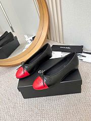 Chanel Ballet Flats Lambskin Red & Black - 3