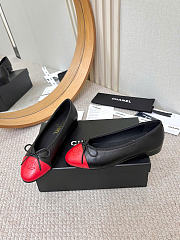 Chanel Ballet Flats Lambskin Red & Black - 2