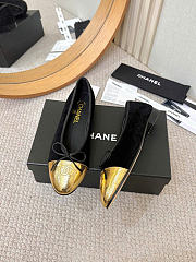 Chanel Ballet Flats Velvet & Crackled Laminated Calfskin Black & Gold - 4