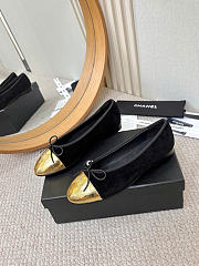 Chanel Ballet Flats Velvet & Crackled Laminated Calfskin Black & Gold - 5