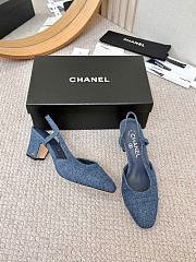 Chanel Slingbacks Washed Denim Blue 65mm G31318  - 2